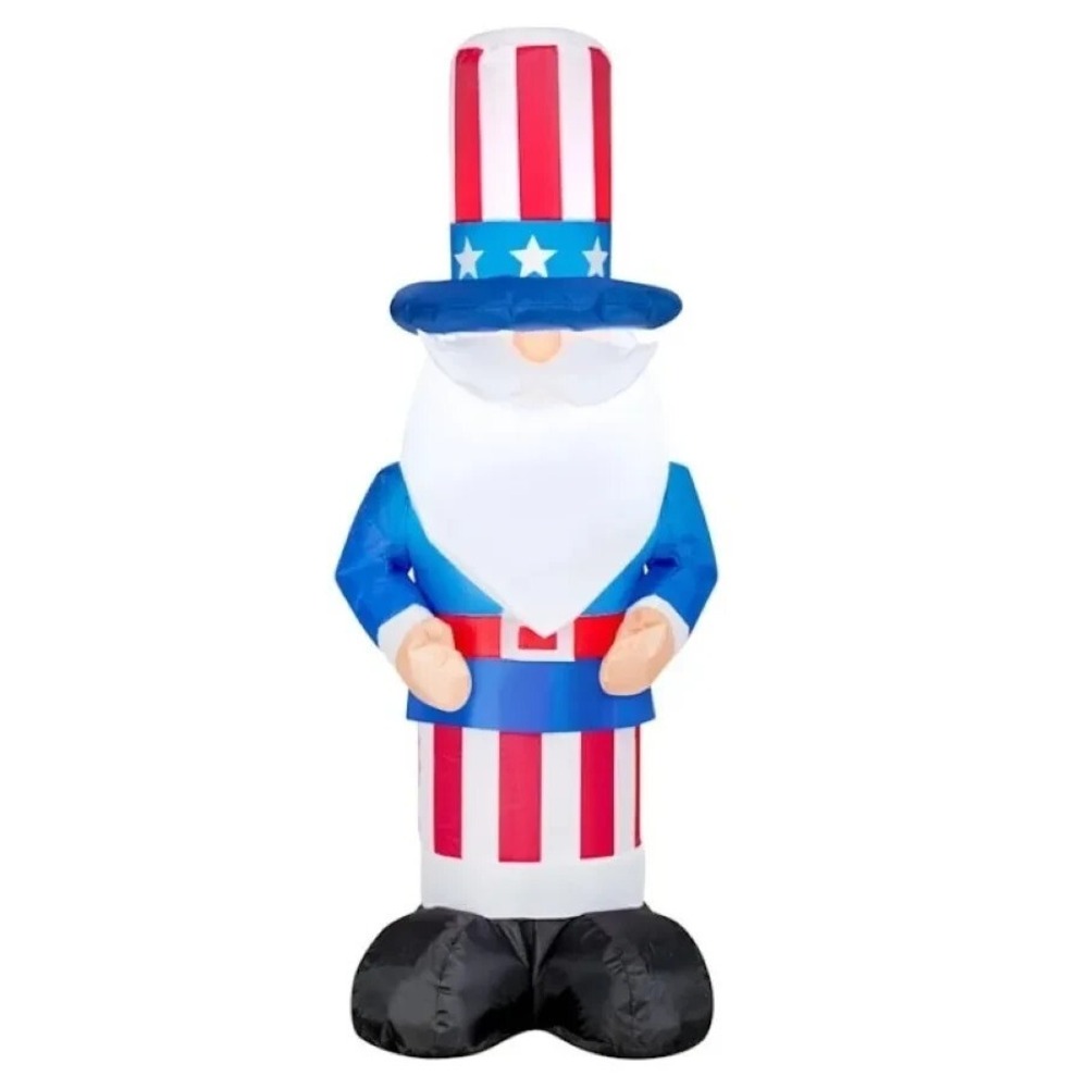 Patriotic Uncle Sam Inflatable  Gnome JULY 4  Indoor Outdoor 4' GEMMY AMERICANA!